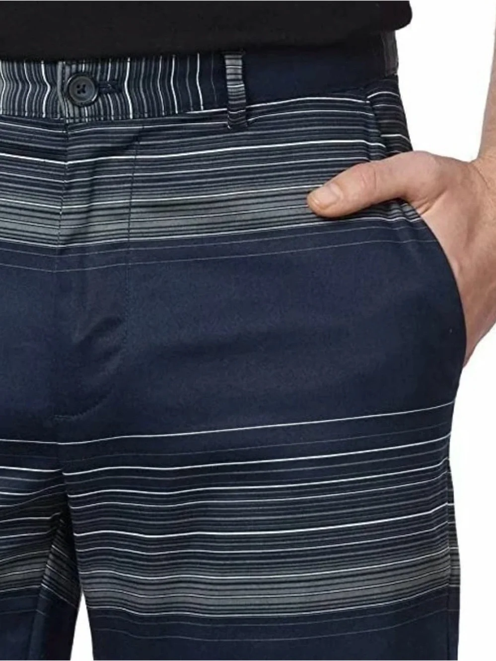 Calvin Klein Men's Navy Striped Flat Front Casual Shorts. Size 38